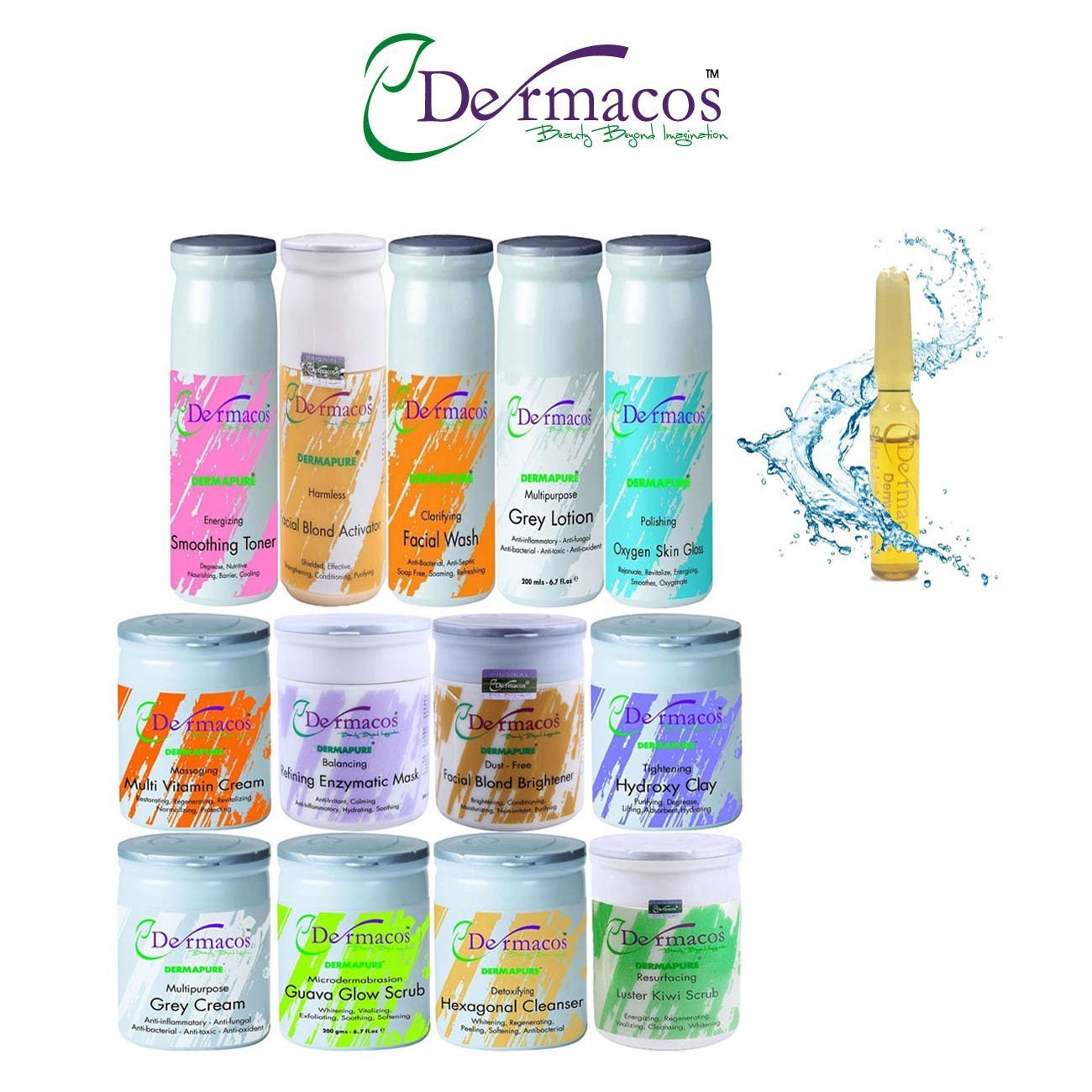 Dermacos Whitening Facial Kit (200gm Each) Pack Of 13 + Free Skin Lightning Ampoule (2ml)