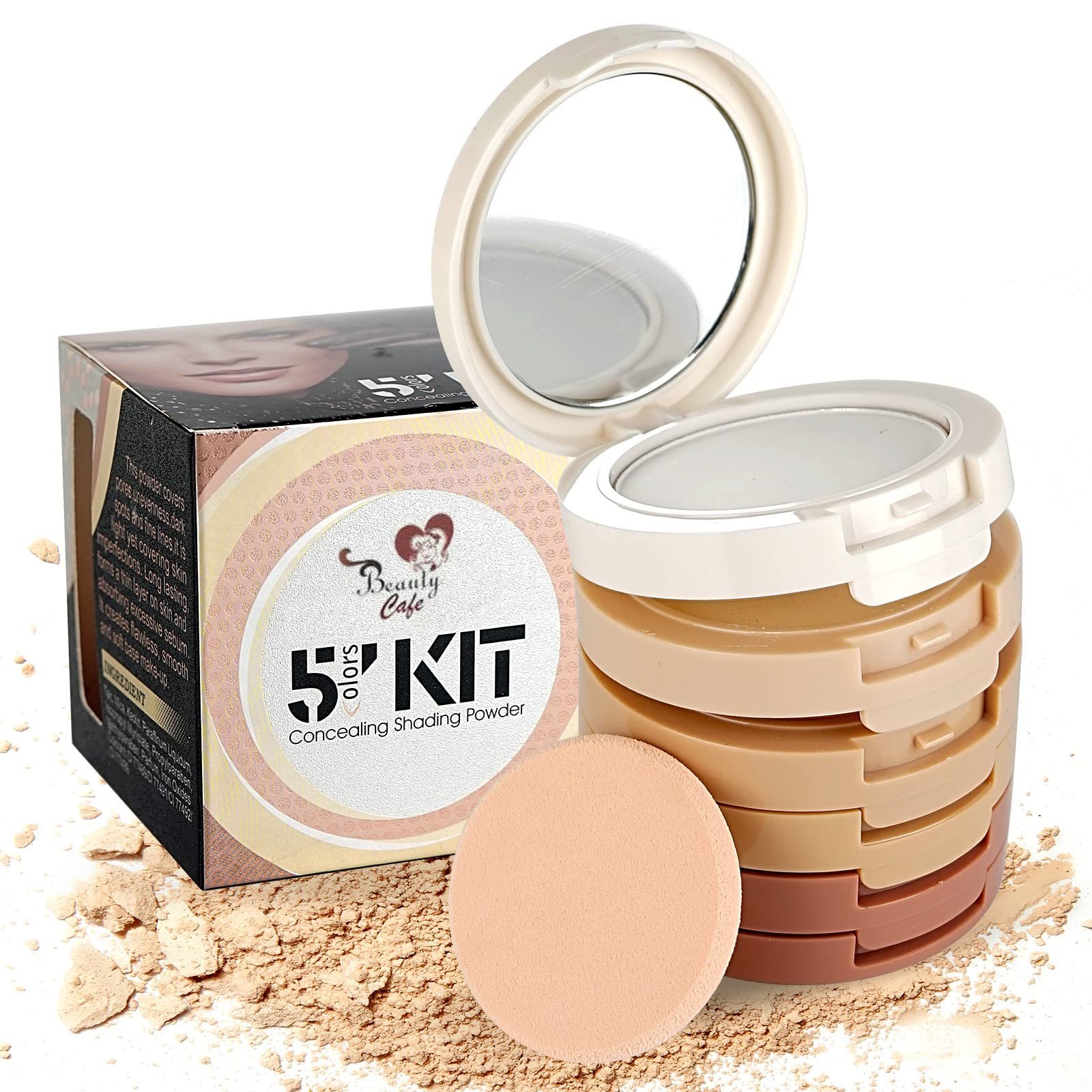 5 Color Kit (5in1) Compact Face Powder Concealing Shading Powder