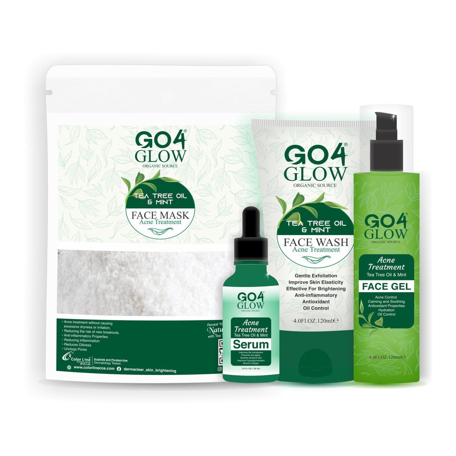 Go4Glow Tea Tree Oil & Mint Acne Treatment Kit
