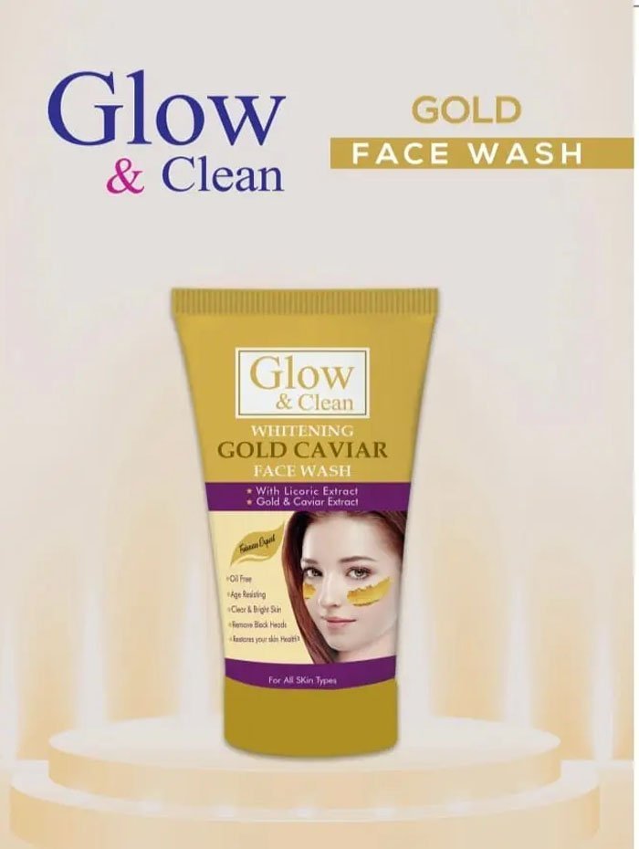 Glow & Clean Whitening Gold Caviar Face Wash (Luxurious Skin Care for a Radiant Glow)