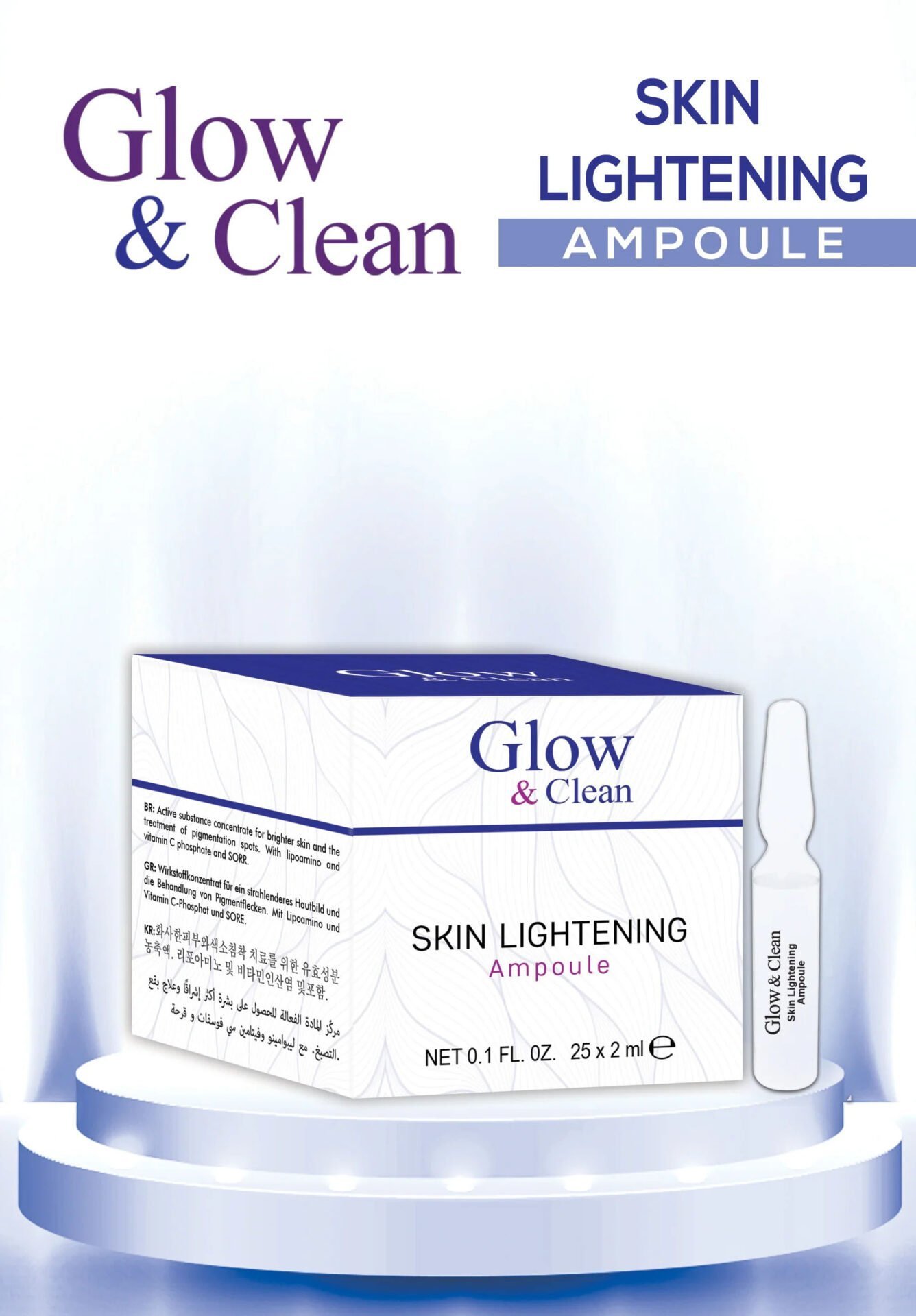 Glow & Clean Skin Lightening Ampoule (25x2ml) 25Pcs (Targeted Solution for a Brighter, Even Skin Tone)