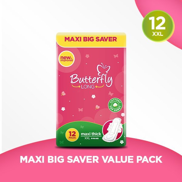 Butterfly Extra Long Maxi Big Saver Sanitary Pads 12 Pcs 