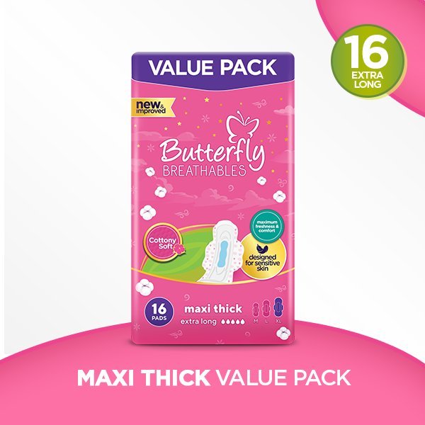 Butterfly Breathables Maxi Cotton Extra Long Vp 16 Pcs