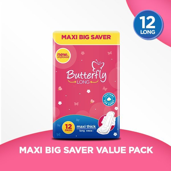 Butterfly Maxi Big Saver Sanitary Pads Long 12 Pcs 