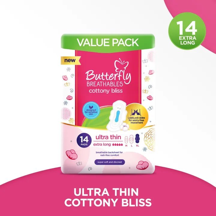 Butterfly Ultra Breathable Box Pack Extra Long 14 Pcs