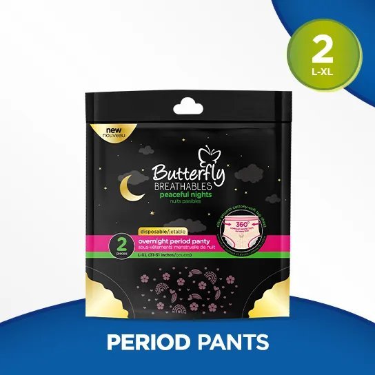 Butterfly Breathables Peaceful Nights Cottony Period Pants L-XL Pack 2 Pcs
