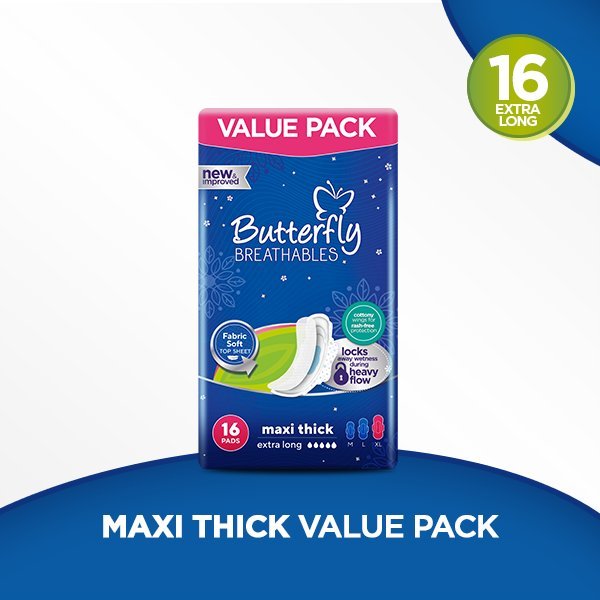 Butterfly Breathables Maxi Extra Large Value Pack 16 Pcs