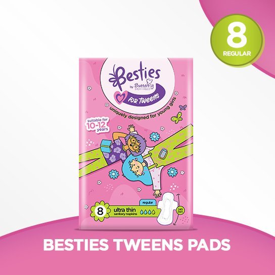 Besties by Butterfly Breathables Tweens Regular 8 Pcs