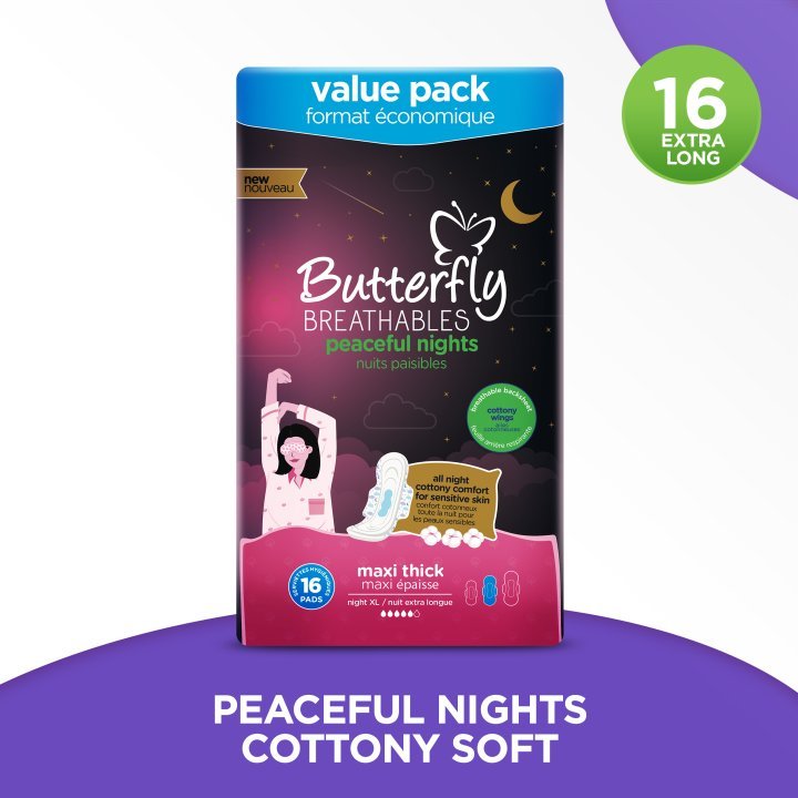 Butterfly Breathables Peaceful Nights Net Mesh Extra Long Value Pack 16 Pcs