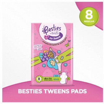 Besties by Butterfly Breathables Tweens Regular 8 Pcs FOC