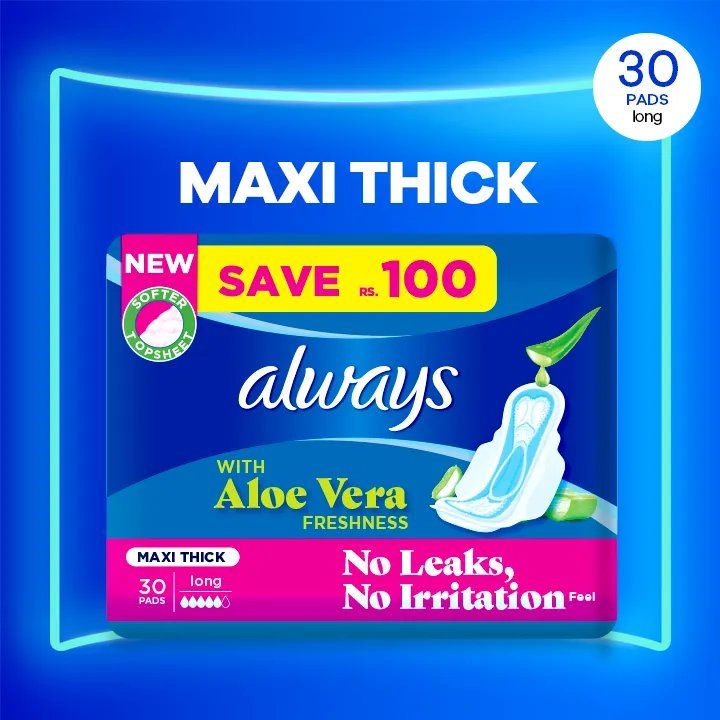 Always Thicks Sanitary Pads Long Trio Pack 30 Pads