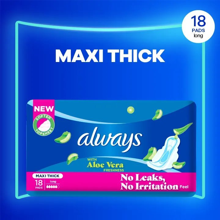 Always Thicks Sanitary Pads Long Value Pack 18 Pads