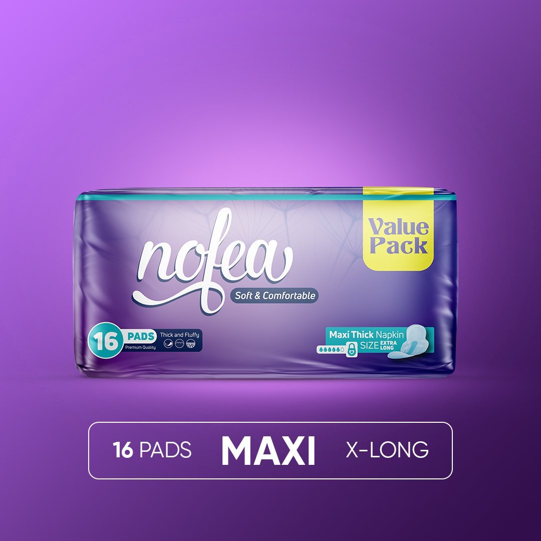 Nofea Napkins Sanitary Pads Maxi Thick Extra Long 16 Pads