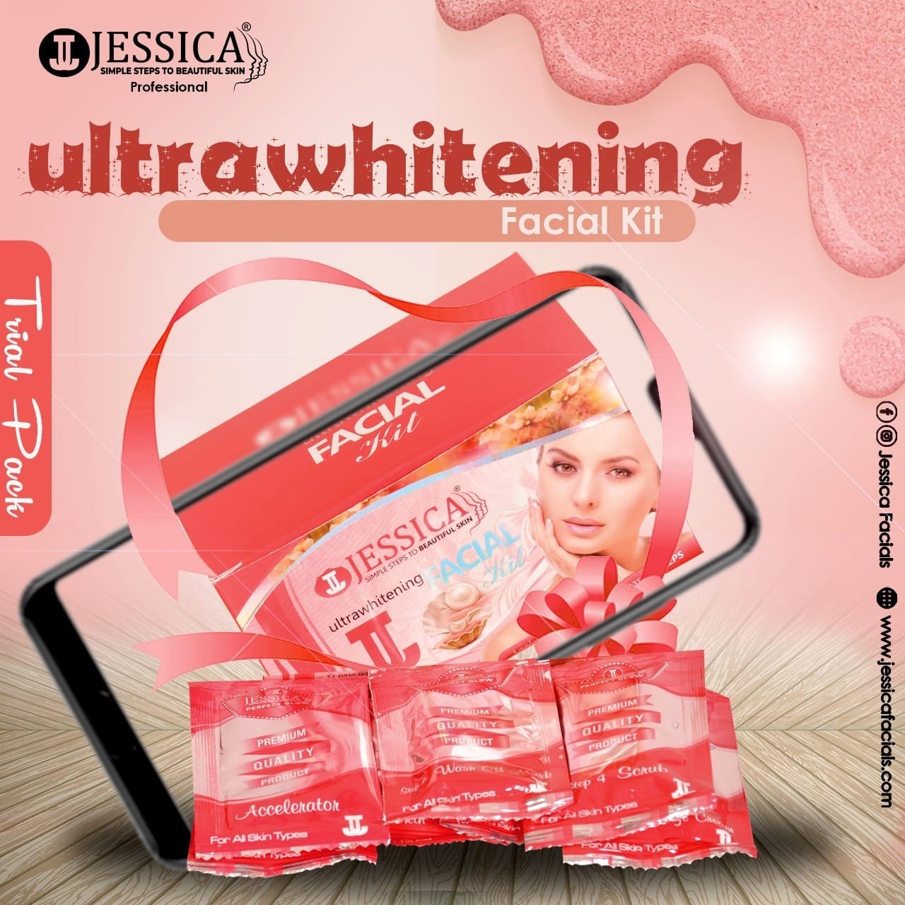 Jessica Ultra Whitening Facial Trial Kit (6 Sachets)