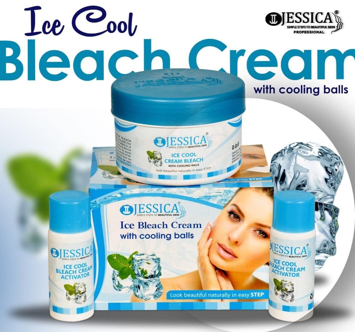 Jessica Ice Cool Bleach Cream With Cooling Balls (500gm)