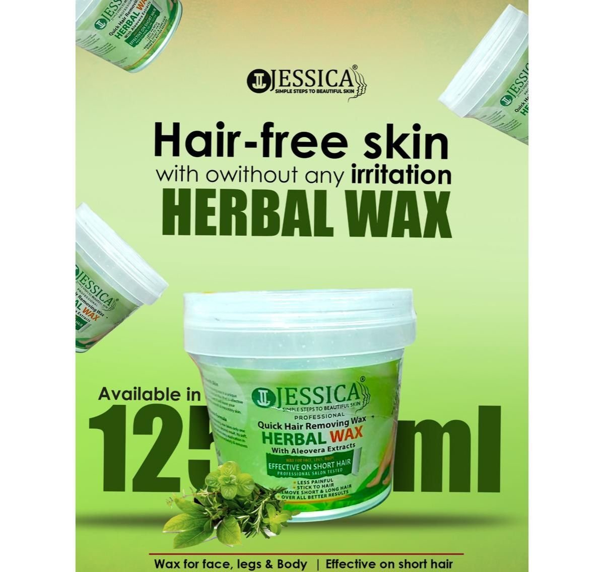Jessica Quick Hair Removing Herbal Wax For Face & Body (150gm)