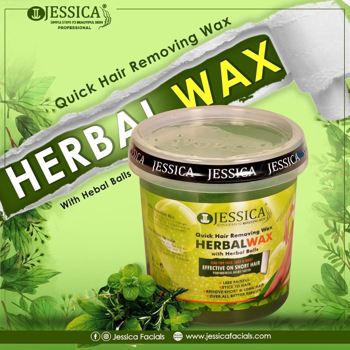 Jessica Quick Hair Removing Herbal Wax For Face & Body (1000gm) Strip Wax