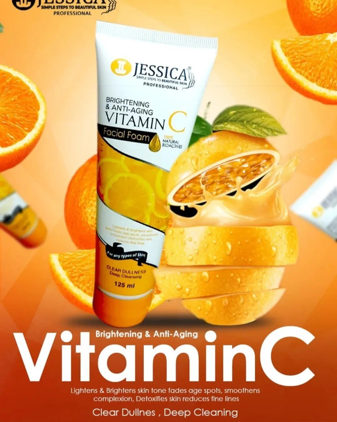 Jessica Brightening & Anti Aging Vitamin C Facial Foam (125ml)