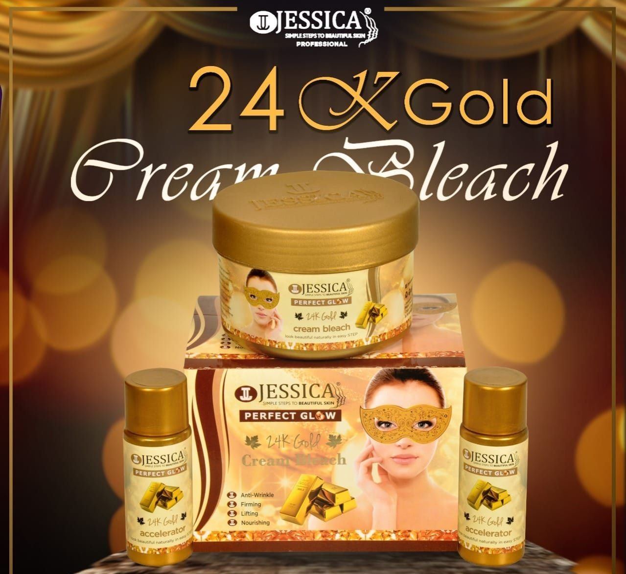 Jessica 24K Gold Bleach Cream & Activator (500gm)