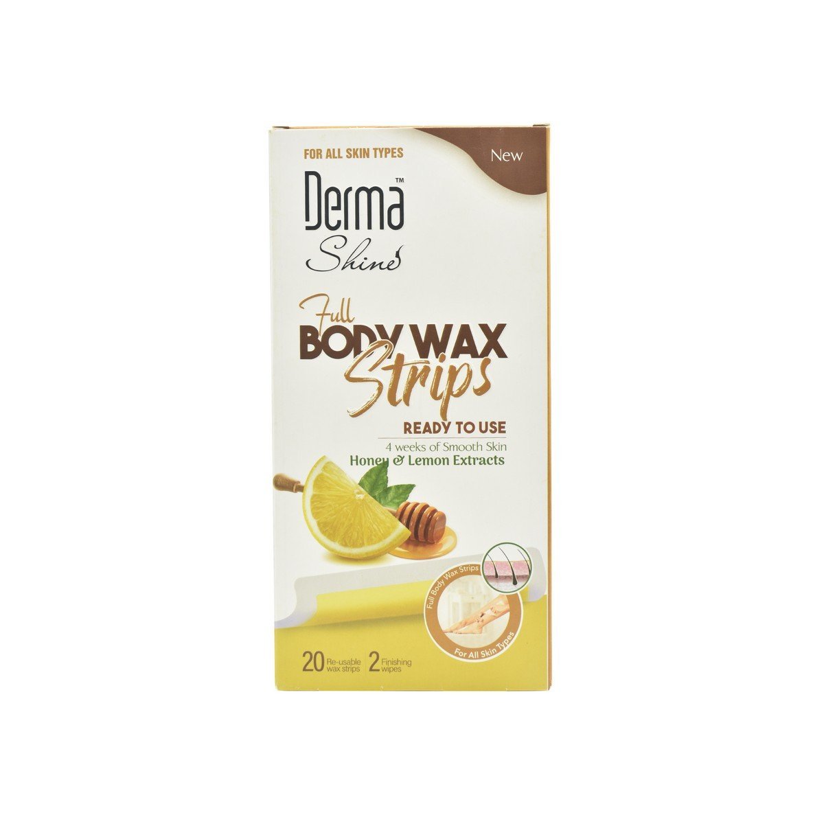 Derma Shine Full Body Wax Strips Honey & Lemon Extracts
