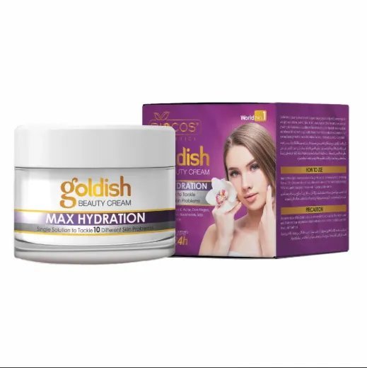 Biocos Max Hydration Goldish Beauty Cream Anti-Aging, Brightening & Hydrating Formula for Dark Circles, Sun Damage & Even Skin Tone (26gm)