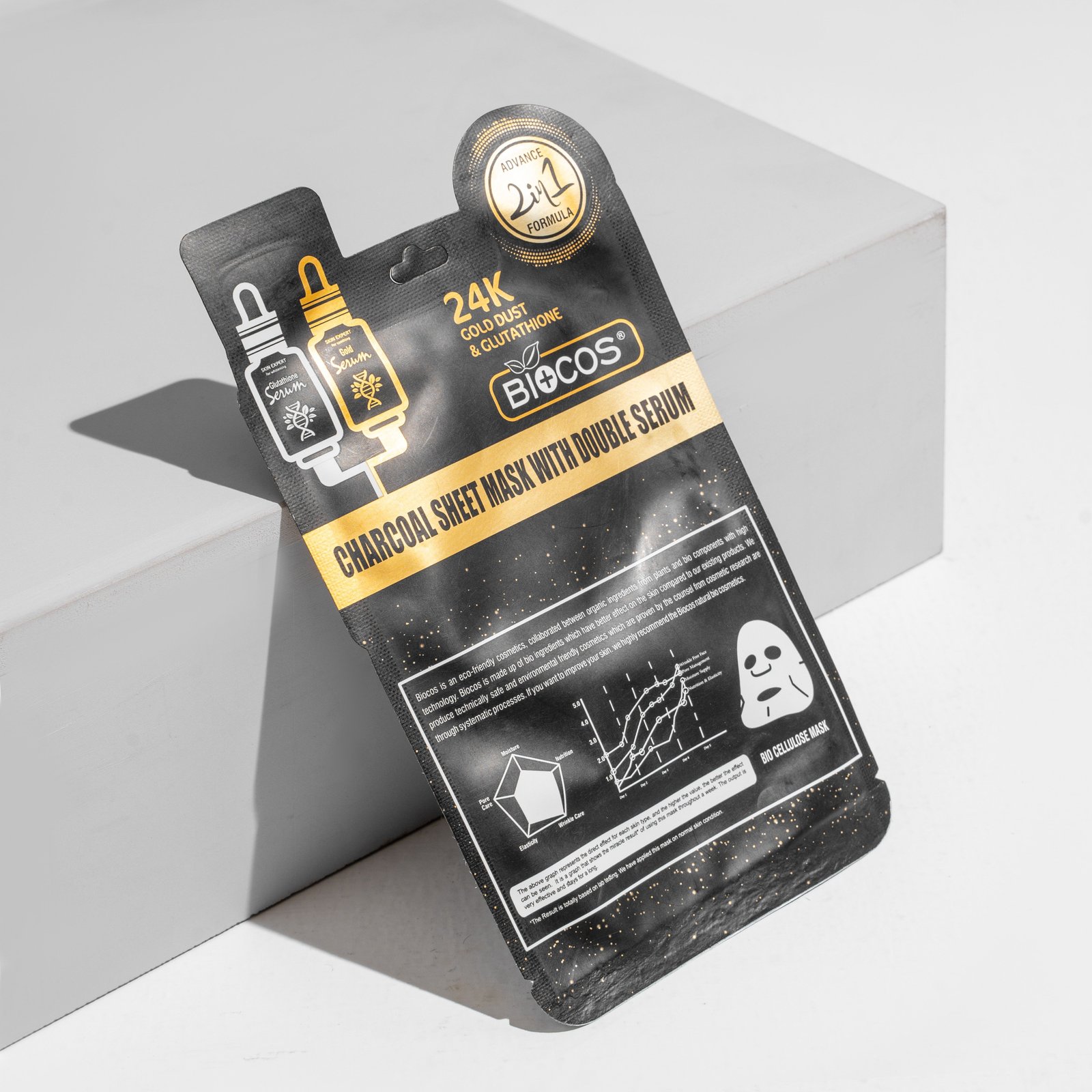 Biocos 24K Gold Mask with Double Serum Face Mask for All Skin Types Hydrating And Nourishing