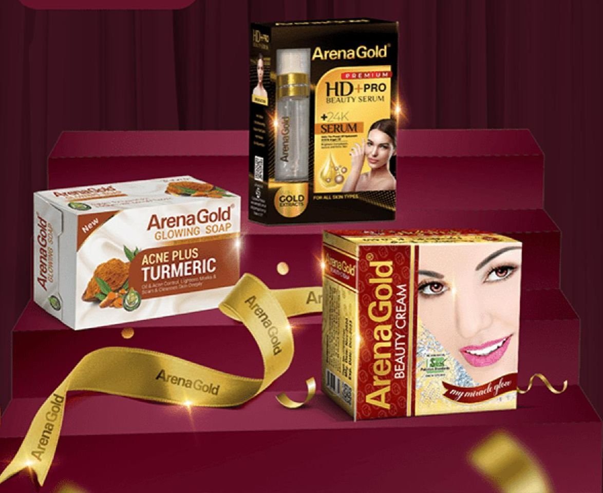 Arena Gold Supple Skin Bundle, HD Serum + Turmeric Soap + Beauty Cream