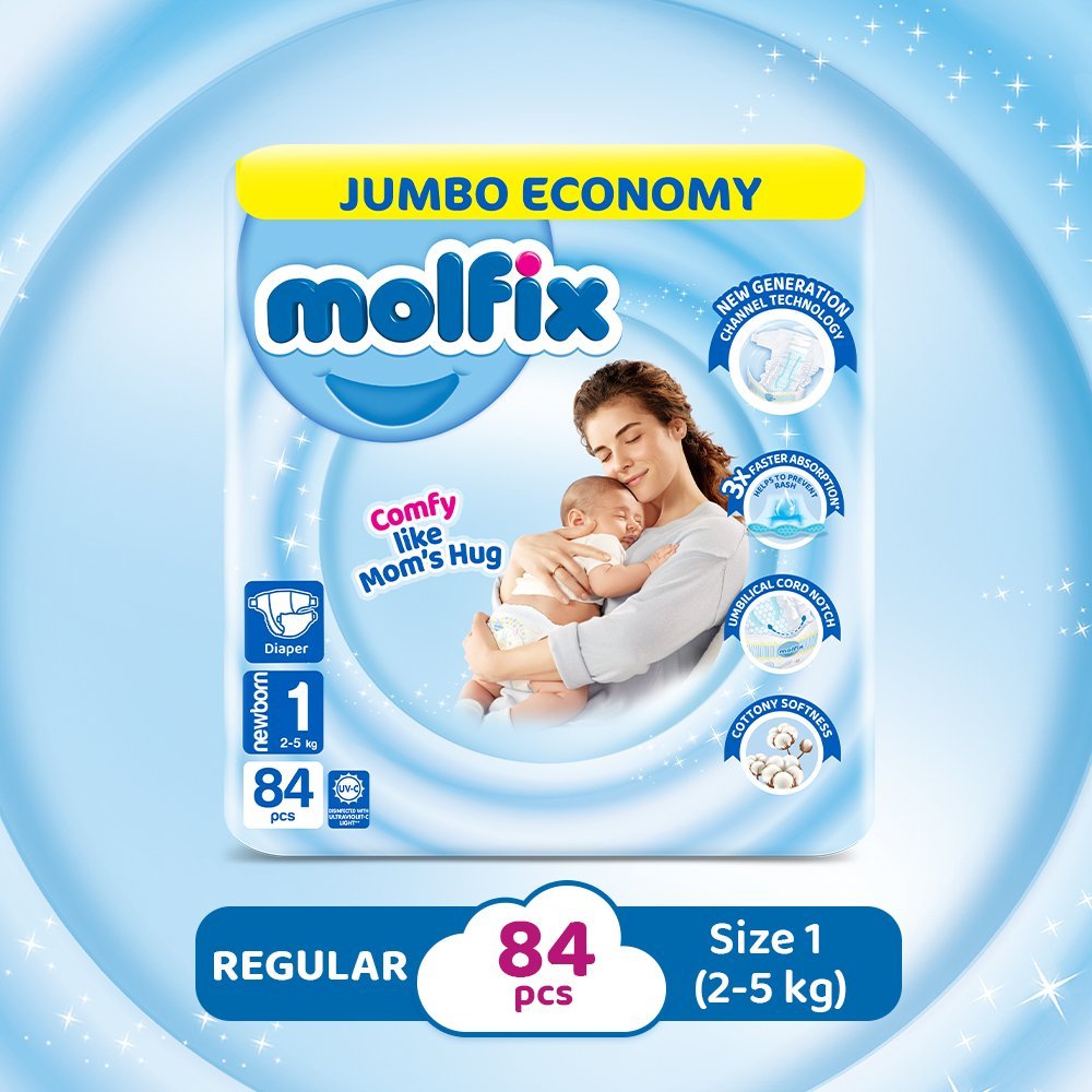 Molfix Cc Uv Newborn (84 Pcs) Jumbo Economy