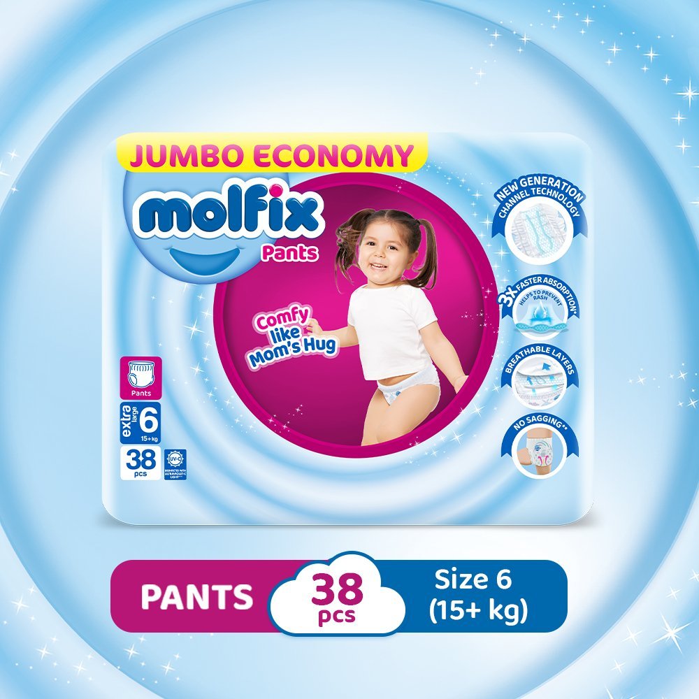 Molfix Pants Cc Uv Xl (38 Pcs) Jumbo Economy