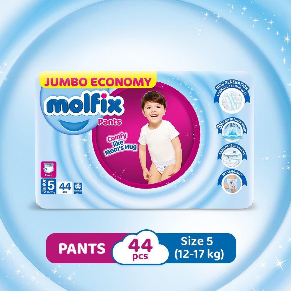 Molfix Diaper Jumbo Pack Pants, Size 5 (12-17kg-44pcs)