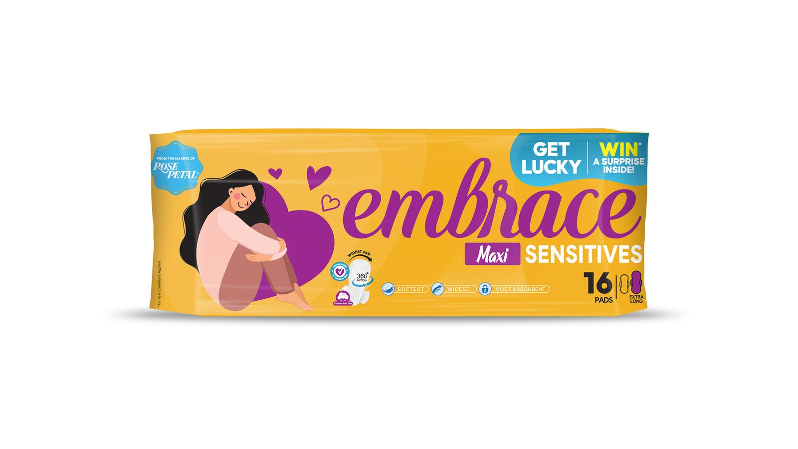Embrace Sensitives Maxi Thick Sanitary Pads Extra Long Value Pack (16 Pads)