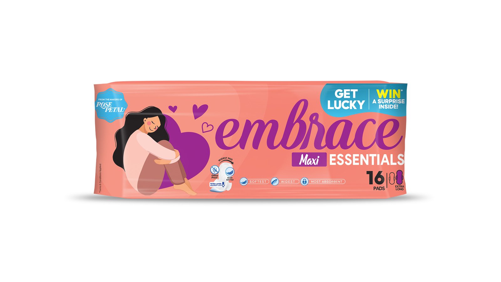 Embrace Essential Maxi Thick Sanitary Pads Extra Long Value Pack (16 Pads)