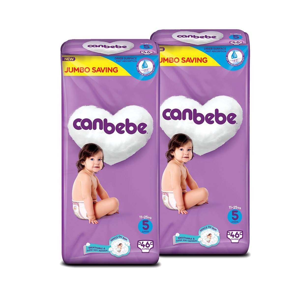 Canbebe Bundle Jumbo Junior Size 5 Pack Diapers (46 Pcs) (Pack Of 2)