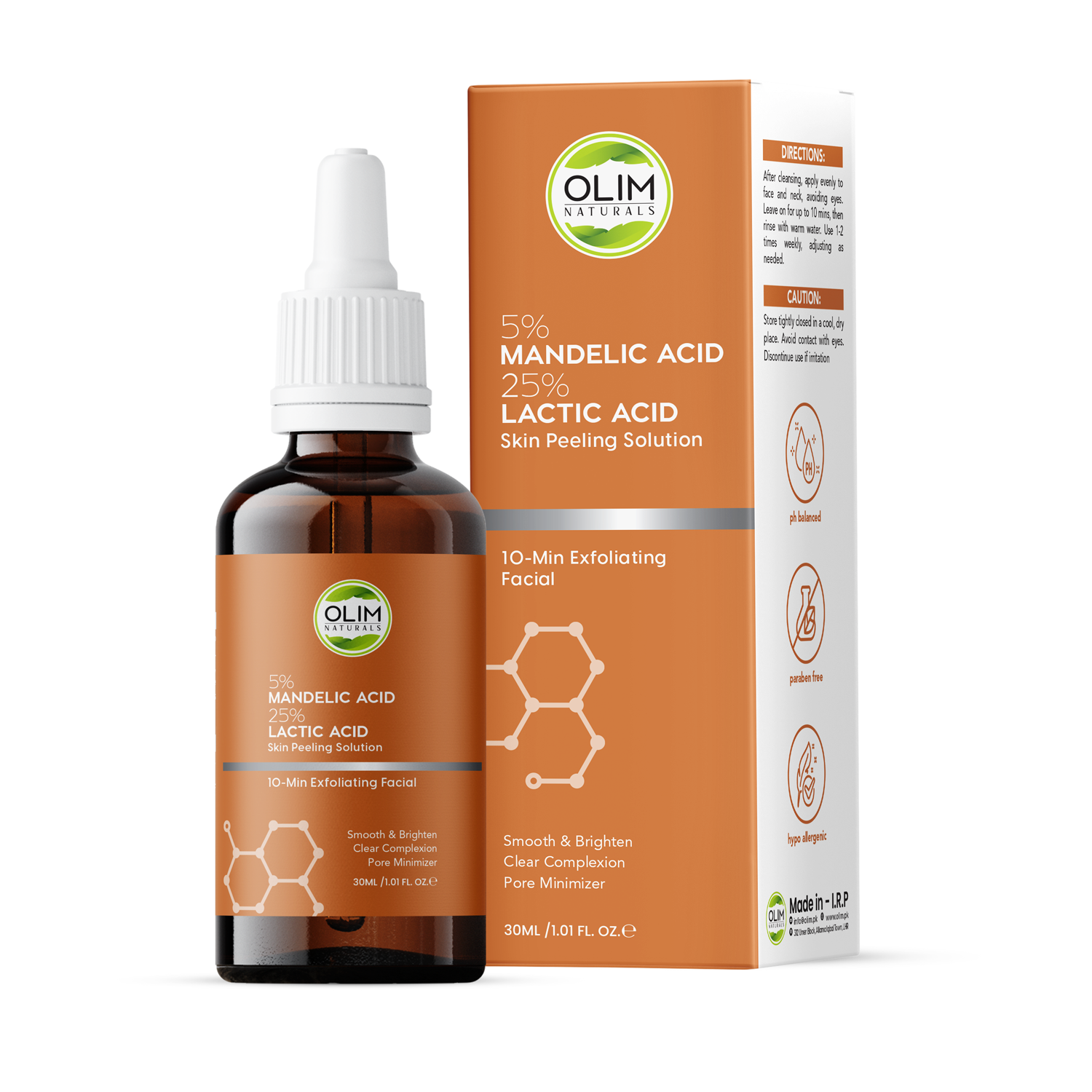 Olim Naturals Mandelic Acid 5% + Lactic Acid 25% Peeling Solution