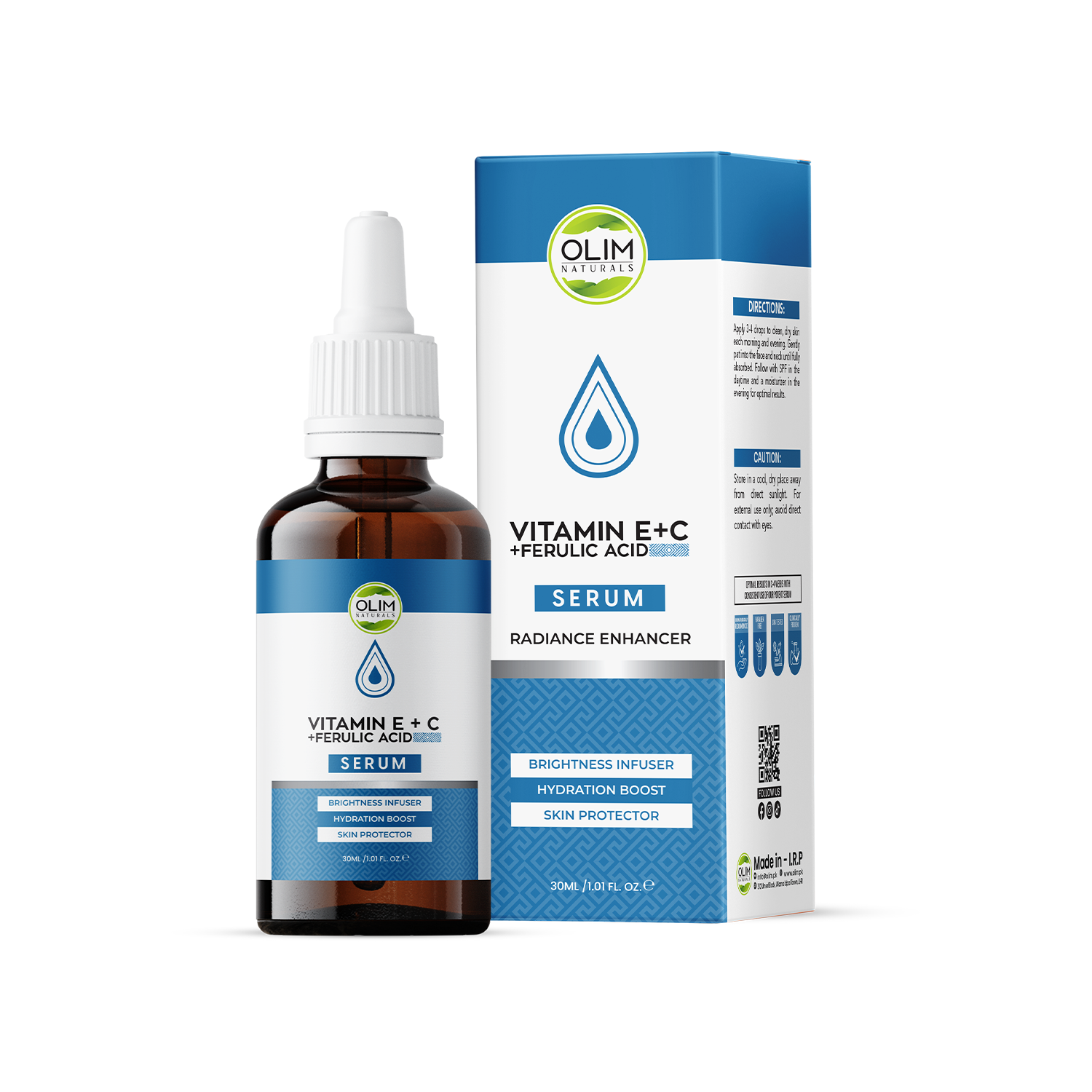 Olim Naturals Vitamin E 0.1% + Vitamin C 10% Plus Ferulic Acid 0.5% Serum