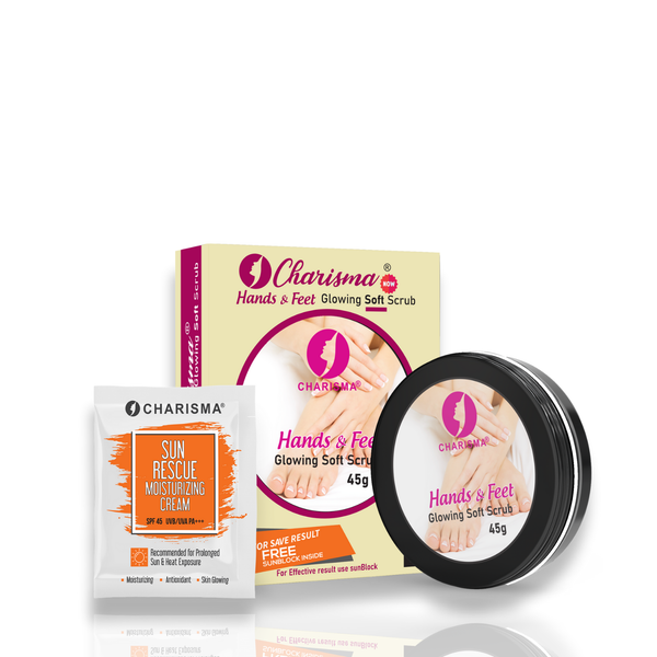 Charisma Cosmetics Hands And Feet Whitening Scrub With Free Sunblock (45gm)