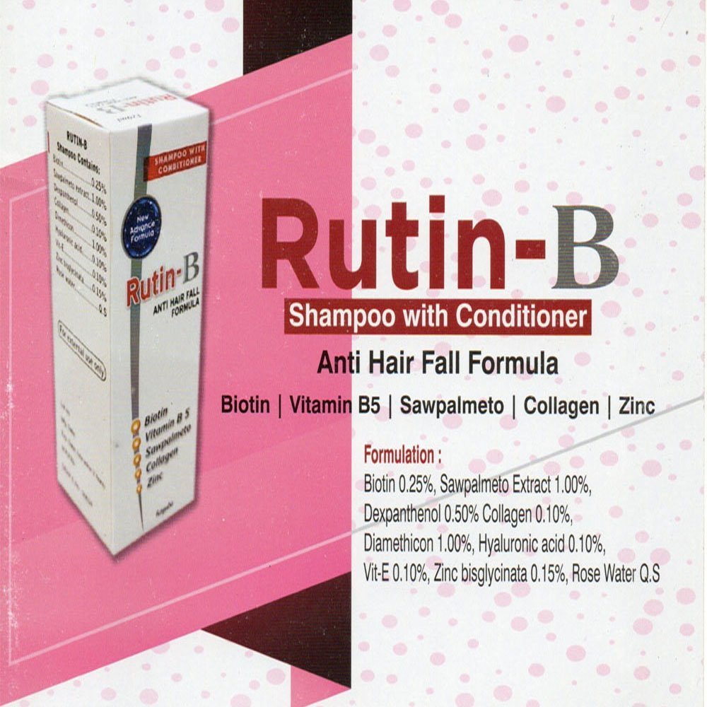 Rayuon Skincare Rutin-B Shampoo With Conditioner (140ml) Anti-Hair Fall Formula Biotin, Vitamin-B5, Sawpalmeto, Collagen, Zinc