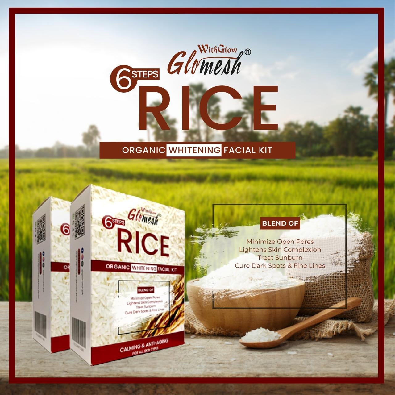 Glomesh Rice Facial Sachet Kit 6in1