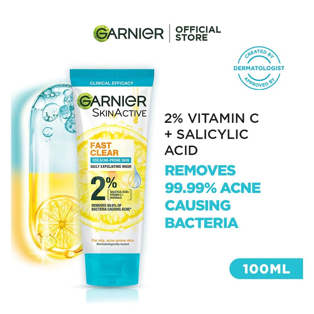 Garnier Fast Clear Face Wash, For Acne Prone Skin (100ml)