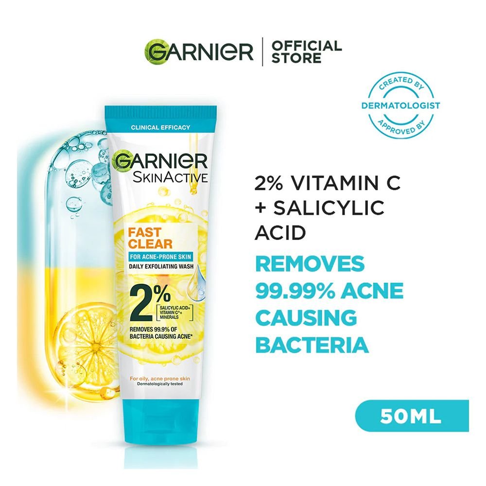Garnier Fast Clear Face Wash, For Acne Prone Skin (50ml)