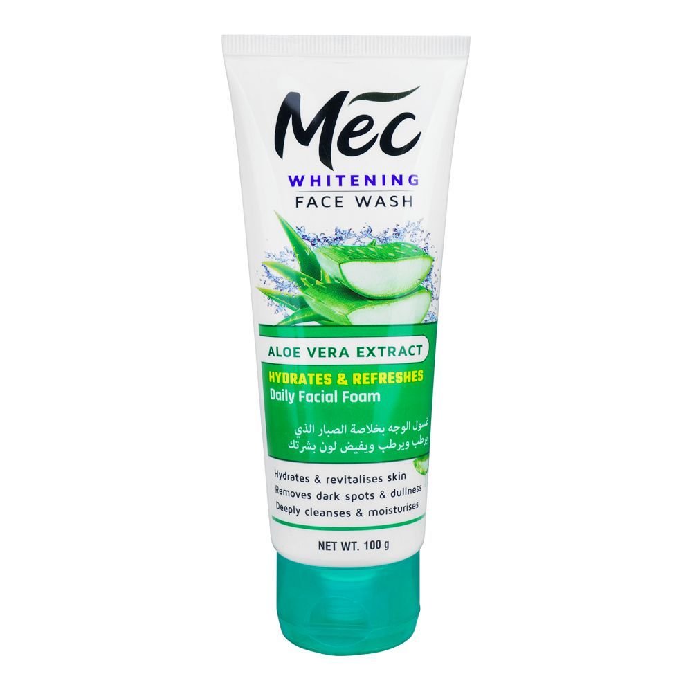 Mec Whitening Face Wash, Hydrates & Refreshes Daily Facial Foam With Aloe Vera Extract (100gm)