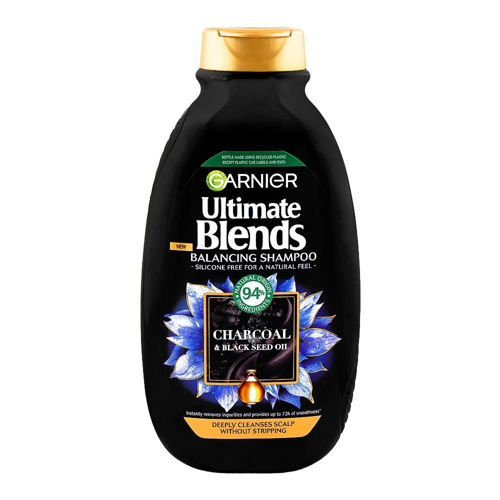 Garnier Ultimate Blends Charcoal & Black Seed Oil Balancing Shampoo, Silicone Free (300ml)