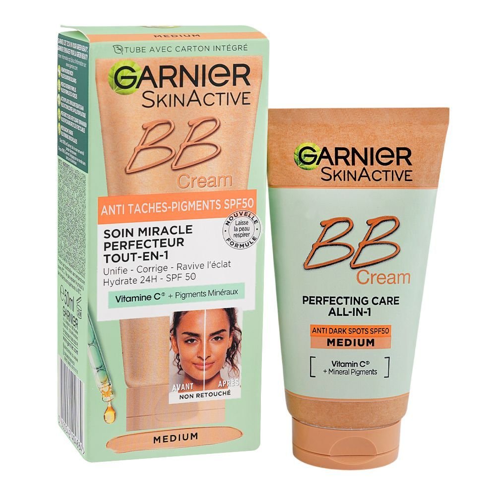 Garnier Skin Active Perfecting Care All-In-1 Anti Dark Spot Spf50 Vitamin C + Mineral Pigments Bb Cream Medium (50ml)