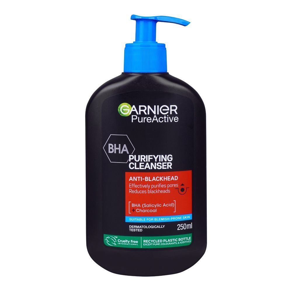 Garnier Skin Active Bha Salicylic Acid+Charcoal Anti-Blackhead Purifying Cleanser (250ml)