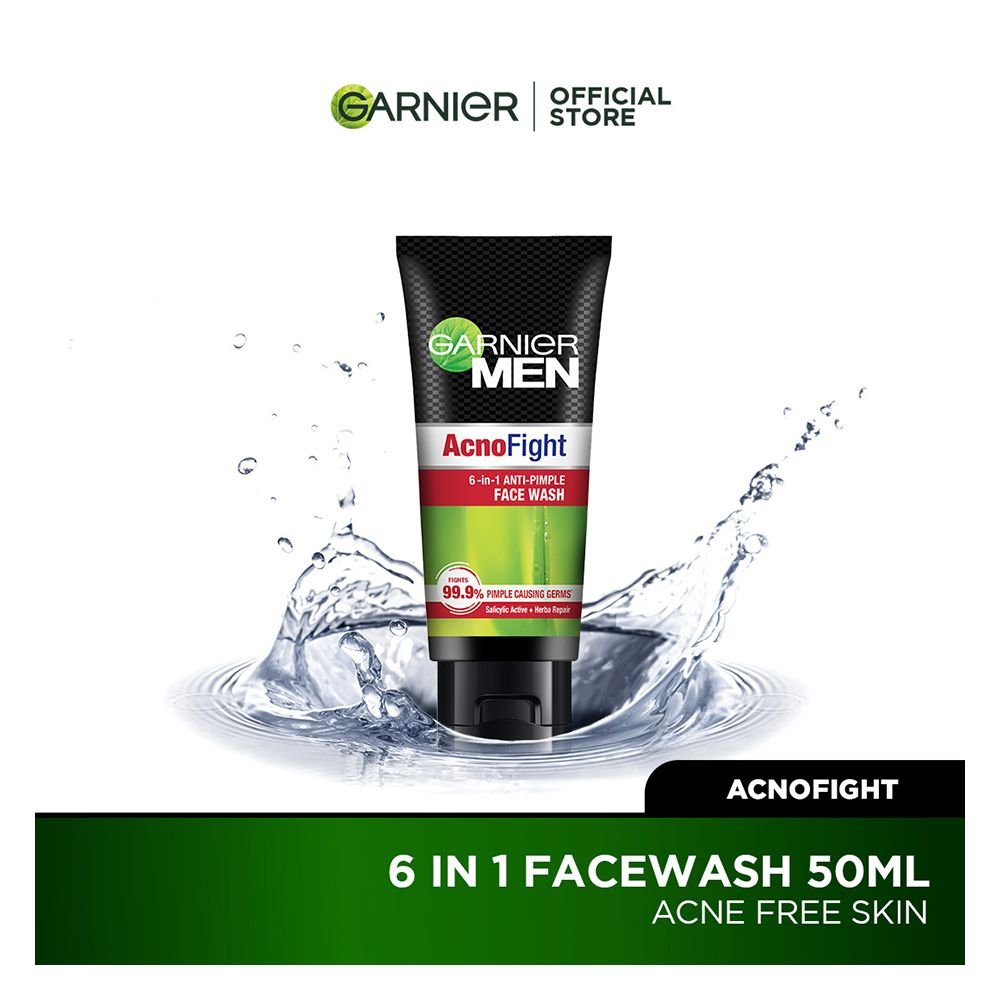 Garnier Men Acno Fight Anti-Pimple Face Wash (50ml) Suits All Skin Types, Including Sensitive And Acne-Related Skin Issues