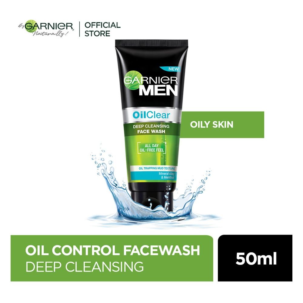 Garnier Men Oil Clear Face Wash (50ml) Removes Impurities, Keeps Skin Fresh & Radiant All Day