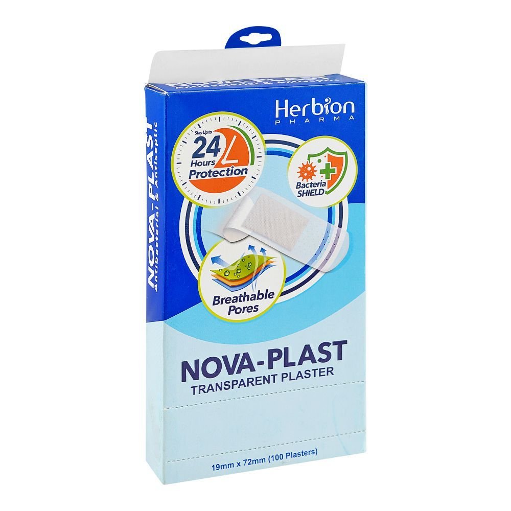 Herbion Nova-Plast Transparent Plaster, 19mm X 72mm, 100-Pack