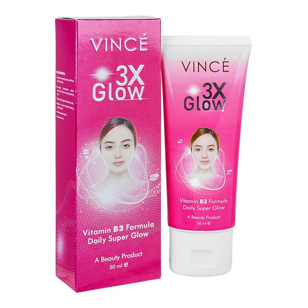 Vince 3x Daily Super Glow Cream With Vitamin B3, Non-Greasy, Paraben-Free, Vegan (50ml)