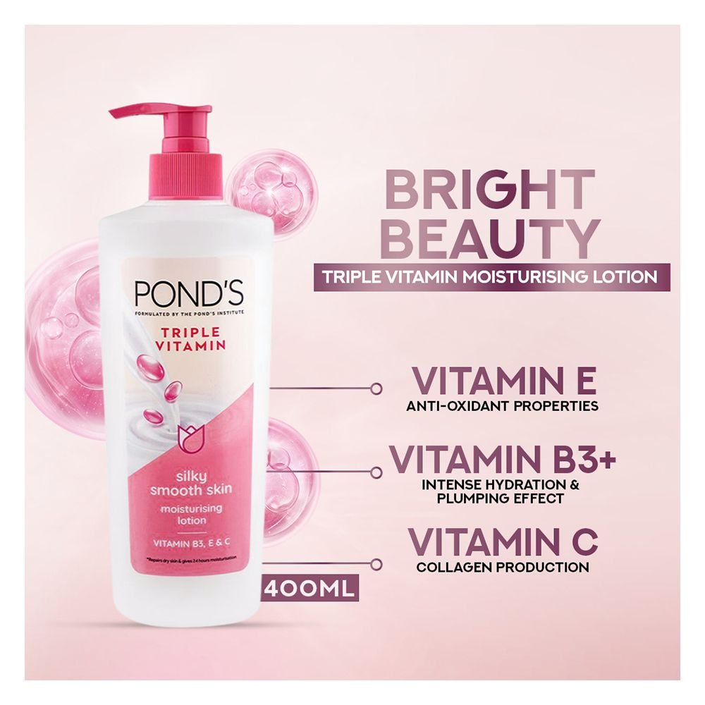 Ponds Triple Vitamin Silky Smooth Skin Moisturizing Lotion (400ml)