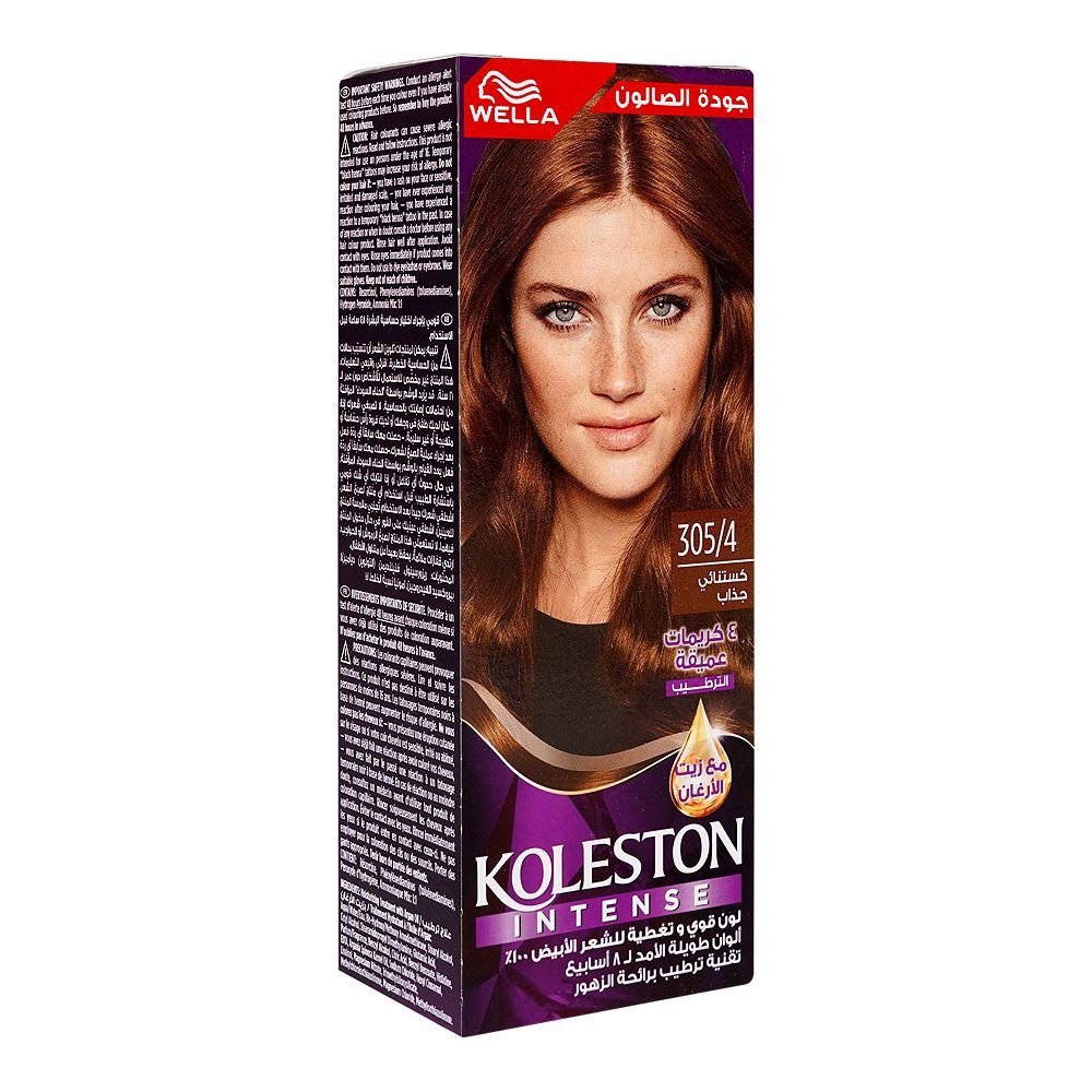 Wella Koleston Intense Hair Color Cream Phenylenediamines Hydrogen Peroxide Argan Oil 305/4 Chestnut Temptaion